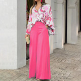 EVE Plus Size Print Long Sleeve Shirt Two Piece Pants Suit GMAN-9123