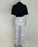 EVE Plus Size Soid Color Shirts Print Pants Suit GMAN-9066