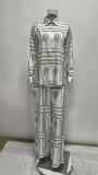EVE Plus Size Long Sleeve Print Shirt Loungewear Pants Suit GMAN-28613