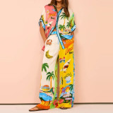EVE Plus Size Print Color Block Two Piece Pants Set GMAN-28066