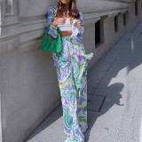 EVE Plus Size Print Shirt Long Sleeve Casual Pants Suit GMAN-8938