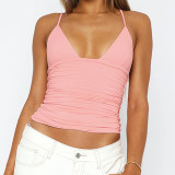 EVE Plus Size V Neck Solid Color Sling Vest GMAN-29277