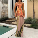 EVE Plus Size Print Tube Tops Backless Maxi Dress GMAN-28178