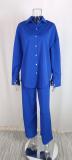 EVE Plus Size Solid Color Loose Shirt Pants Suit GMAN-22010