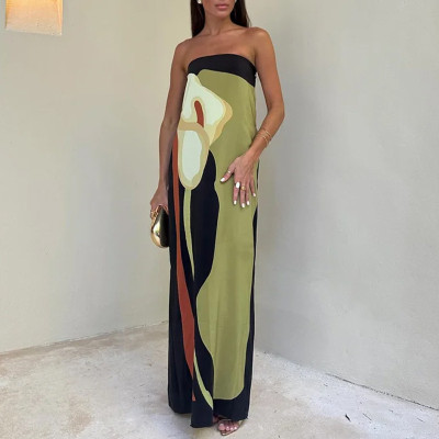 EVE Plus Size Print Tube Tops Backless Maxi Dress GMAN-28178