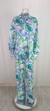 EVE Plus Size Print Shirt Long Sleeve Casual Pants Suit GMAN-8938