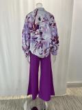 EVE Plus Size Print Long Sleeve Shirt Two Piece Pants Suit GMAN-9123
