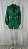 EVE Plus Size Solid Color Shirt And Ruffles Shorts 2 Piece Set GMAN-8932