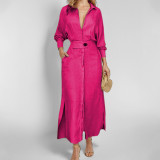 EVE Plus Size Tie Up Print Long Sleeve Shirt Dress GMAN-24543