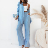EVE Plus Size Solid Color Loose Shirt Pants Suit GMAN-22010