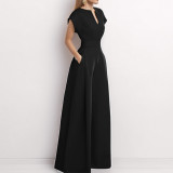 EVE Plus Size Short Sleeve Solid Color Loose Jumpsuit GMAN-28803