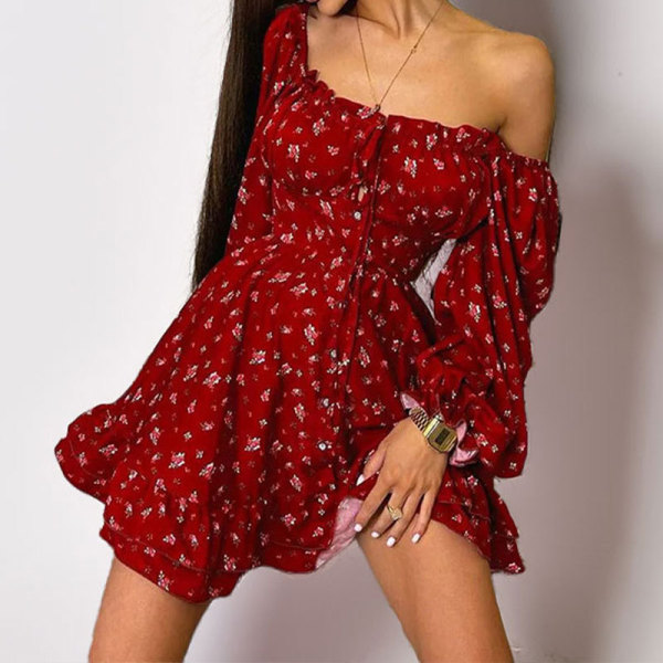 EVE Plus Size Sexy Print Long Sleeve Mini Dress GMAN-28933