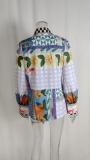 EVE Plus Size Print Lapel Long Sleeve Shirt GMAN-24541