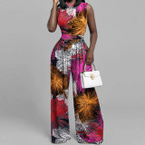 EVE Plus Size Print Sleeveless Wide Leg Jumpsuit GMAN-29168