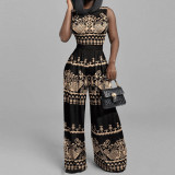 EVE Plus Size Print Sleeveless Wide Leg Jumpsuit GMAN-29168
