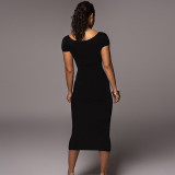 SC One Shoulder Solid Color Slim Midi Dress GLAG-D1C7527G