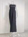 EVE Plus Size Solid Color Sling Pleated Jumpsuit GMAN-9050