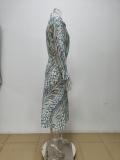 EVE Plus Size Print Lapel Shirt Long Skirts 2 Piece Set GMAN-28523