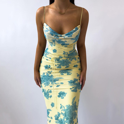 EVE Plus Size Floral Printed Sling Bandage Dress GMAN-28024