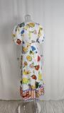 EVE Plus Size Print Short Sleeve Maxi Dress GMAN-24585