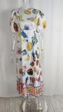 EVE Plus Size Print Short Sleeve Maxi Dress GMAN-24585