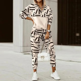 EVE Plus Size Casual Print Sport Two Piece Pants Set GMAN-8568
