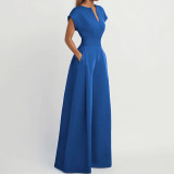 EVE Plus Size Short Sleeve Solid Color Loose Jumpsuit GMAN-28803