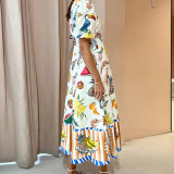 EVE Plus Size Print Short Sleeve Maxi Dress GMAN-24585
