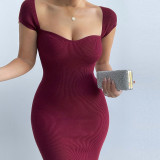 SC One Shoulder Solid Color Slim Midi Dress GLAG-D1C7527G