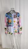 EVE Plus Size Print Lapel Long Sleeve Shirt GMAN-24541