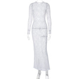 SC Hollow Out Lace See Through Maxi Dress GLAG-D3914228G