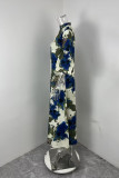 EVE Plus Size Loose Print Bubble Sleeve Maxi Dress GMAN-29008