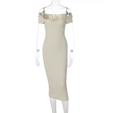 SC One Shoulder Solid Color Slim Midi Dress GLAG-D1C7527G