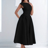 EVE Plus Size Solid Color Sleeveless Maxi Dress GMAN-29220