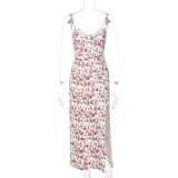 EVE Floral Print Split Halter Maxi Dress GLAG-D269179G