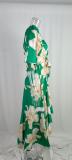 EVE Plus Size Print Slash Shoulder Lantern Sleeve Maxi Dress GMAN-8686