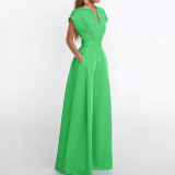 EVE Plus Size Short Sleeve Solid Color Loose Jumpsuit GMAN-28803