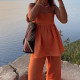 EVE Plus Size Solid Color Loose Two Piece Pants Set GMAN-28635