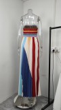 EVE Plus Size Colorful Print Off Shoulder Tube Tops Dress GMAN-29026