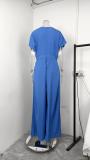 EVE Plus Size Short Sleeve Solid Color Loose Jumpsuit GMAN-28803