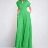EVE Plus Size Short Sleeve Solid Color Loose Jumpsuit GMAN-28803
