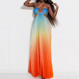 EVE Plus Size Sexy Hollow Out Halterneck Maxi Dress GMAN-29040