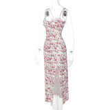 EVE Floral Print Split Halter Maxi Dress GLAG-D269179G
