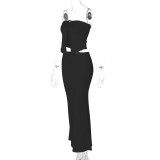 EVE Sexy Patchwork Wrap Chest Two Piece Skirt Set GLAG-S3C15435G
