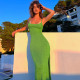 EVE Solid Color Backless Hollow Out Bandage Dress GLAG-D279542G