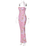 EVE Sexy Print Halterneck Maxi Dress GLAG-D4315842G