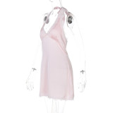 EVE Hollow Out Backless V Neck Lace Mini Dress GLAG-D4118682F