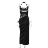 EVE Mesh Patchwork Backless Maxi Dress GLAG-D4B17938G