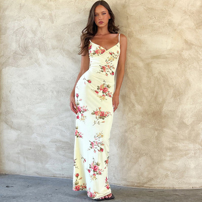 EVE Print U Neck Sling Maxi Dress GLAG-D2C11305G