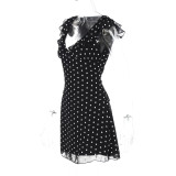 EVE V Neck Patchwork Mesh Print Mini Dress GLAG-D4318726F